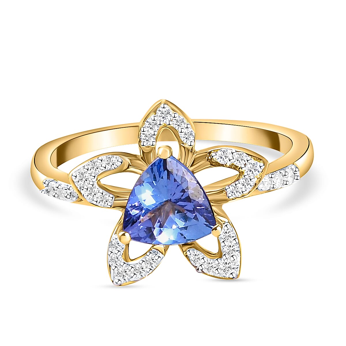 GP - Plumeria Italian Garden Collection 9K Yellow Gold Tanzanite, Diamond Ring 1.02 Ct.
