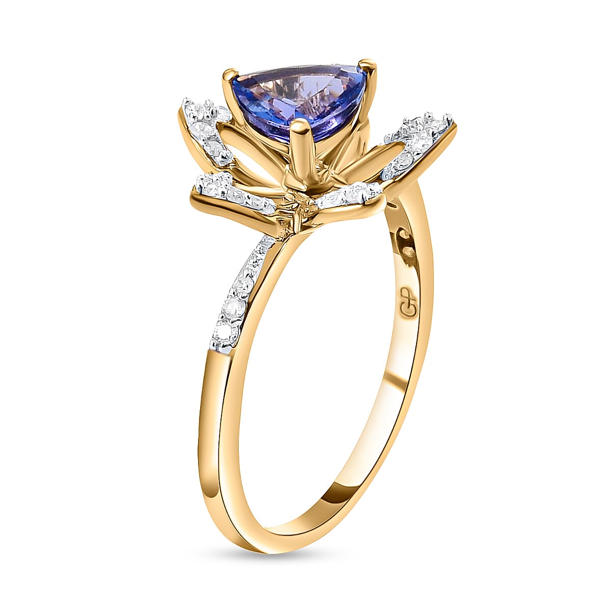 GP - Plumeria Italian Garden Collection 9K Yellow Gold Tanzanite, Diamond Ring 1.02 Ct.