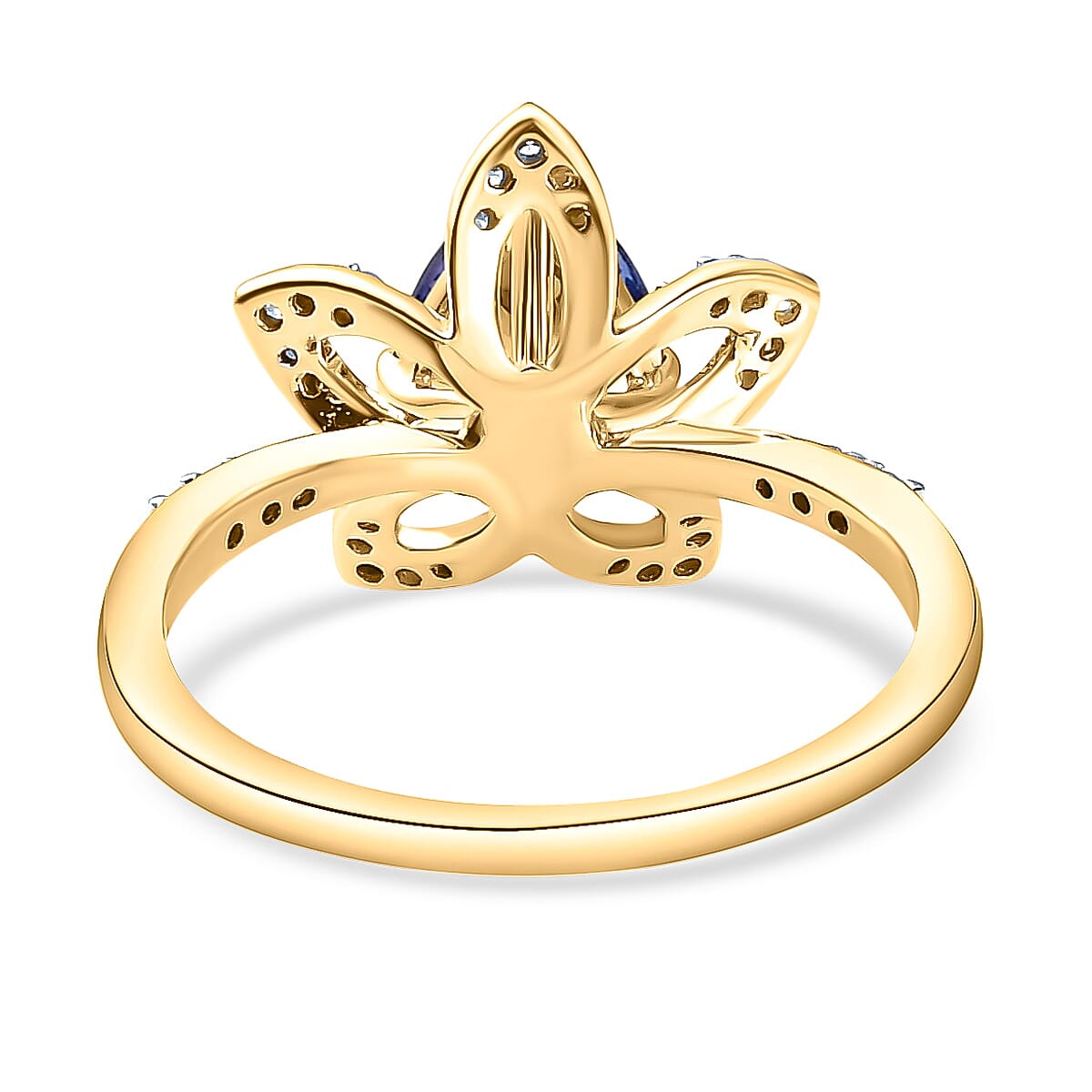 GP - Plumeria Italian Garden Collection 9K Yellow Gold Tanzanite, Diamond Ring 1.02 Ct.