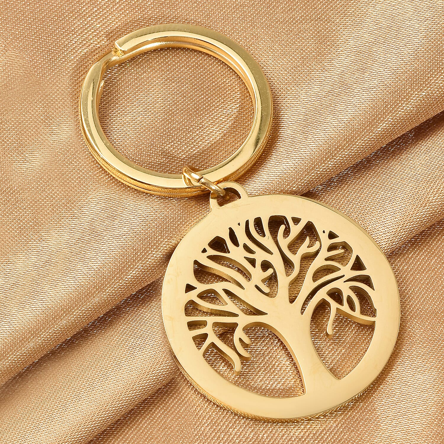 Tree of Life Key Chain in Yellow Gold Tone
