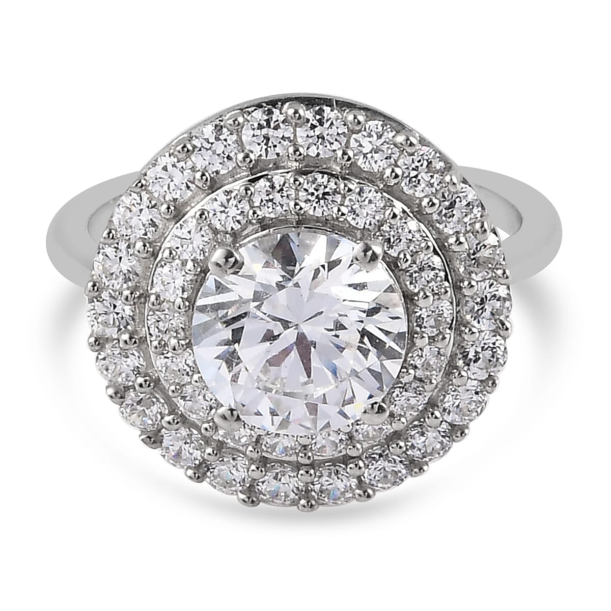 Lustro Stella Sterling Silver Ring Made with Finest CZ 4.95 Ct.