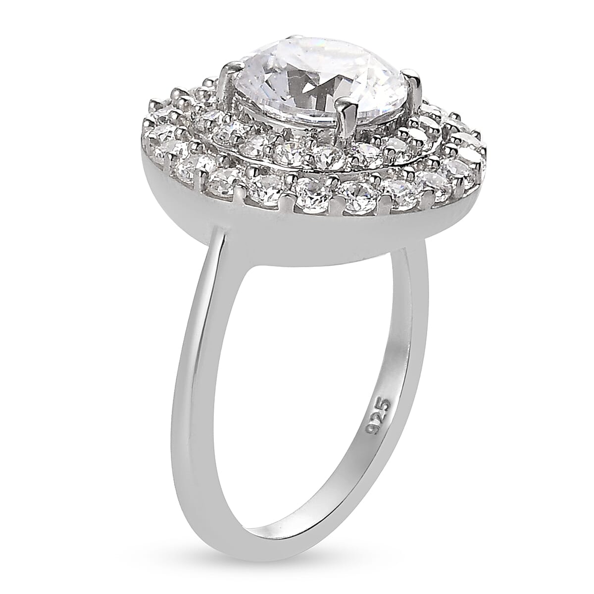Lustro Stella Sterling Silver Ring Made with Finest CZ 4.95 Ct.