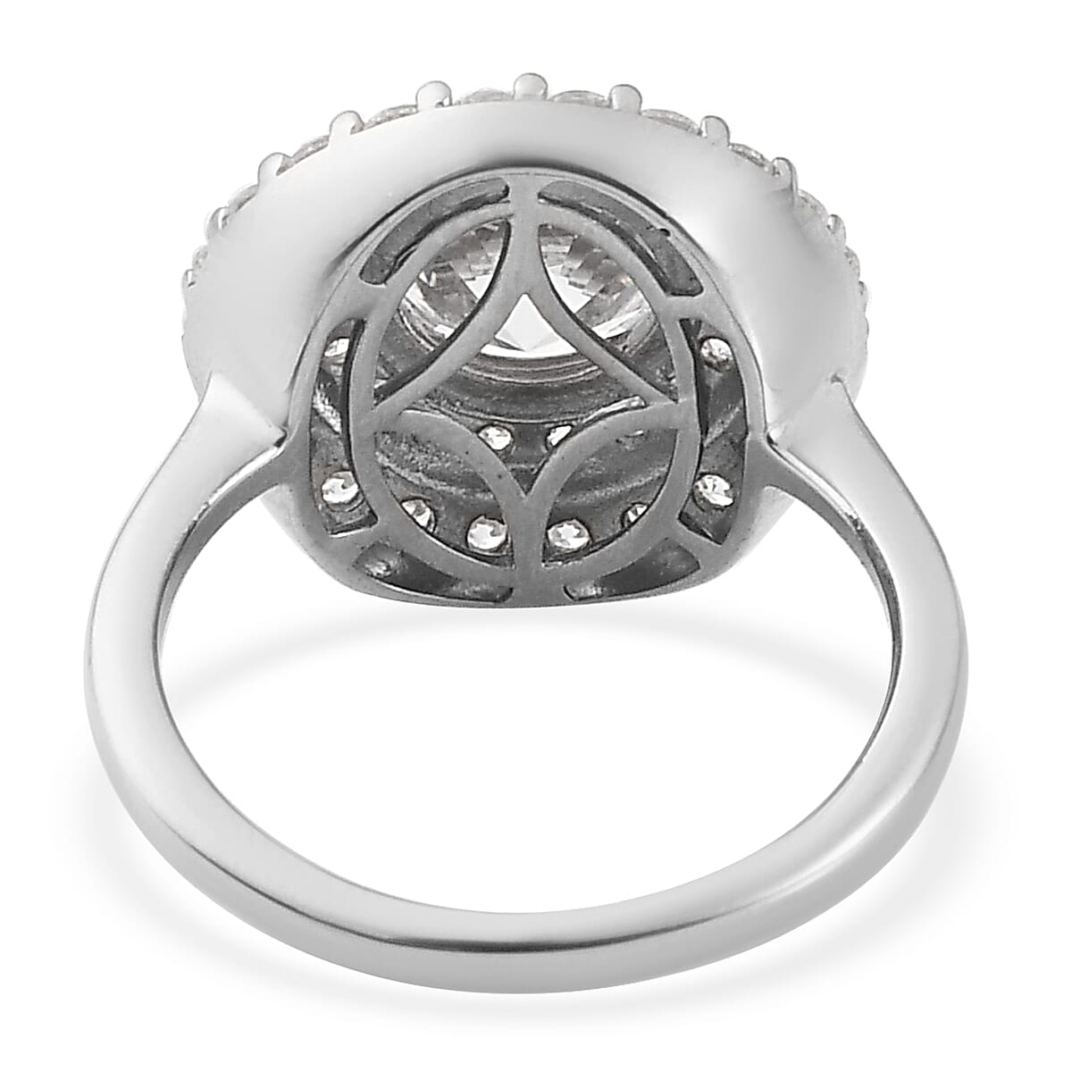 Lustro Stella Sterling Silver Ring Made with Finest CZ 4.95 Ct.
