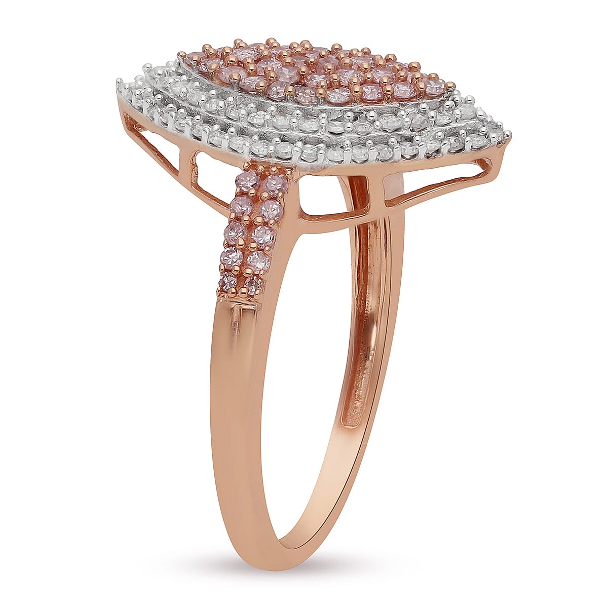 9K Rose Gold Pink Diamond and White Diamond Ring 1.00 Ct.