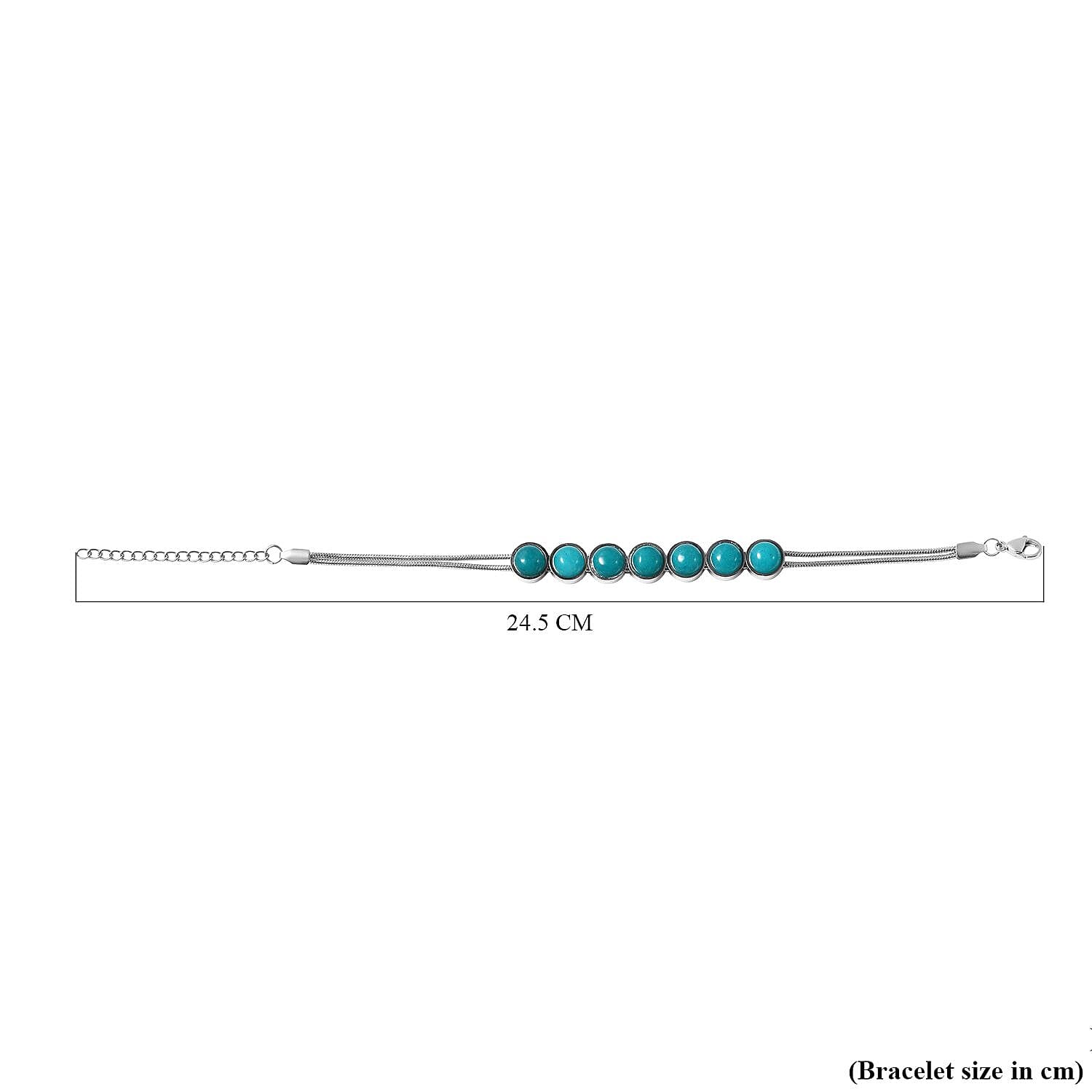 Amazonite Bracelet (Size - 7.5 With 2 Inch Extenders) Pure White Stainless Steel 14.000 Ct.