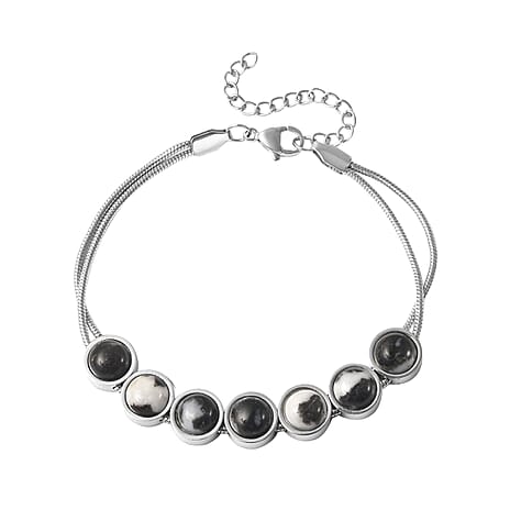 Dendritic Agate Bracelet (Size - 7.5 With 2 Inch Extenders) in Stainless Steel 13.37 Ct