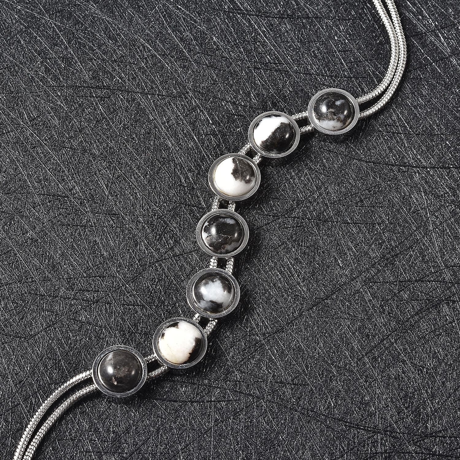 Dendritic Agate Bracelet (Size - 7.5 With 2 Inch Extenders) in Stainless Steel 13.37 Ct