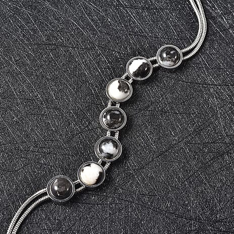 Dendritic Agate Bracelet (Size - 7.5 With 2 Inch Extenders) in Stainless Steel 13.37 Ct