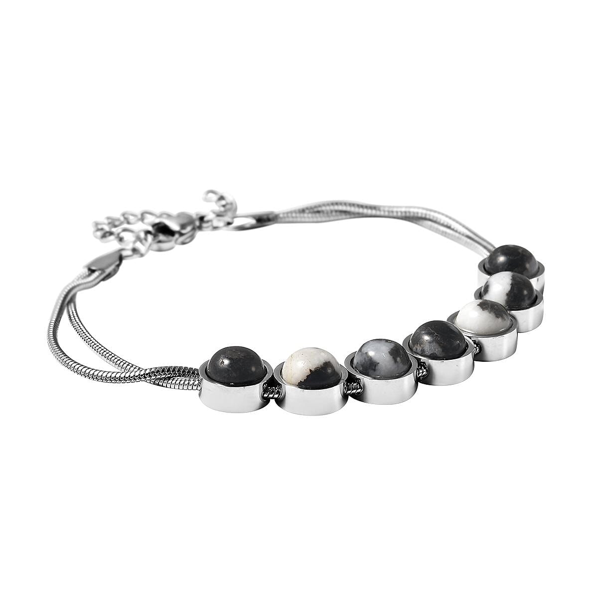 Dendritic Agate Bracelet (Size - 7.5 With 2 Inch Extenders) in Stainless Steel 13.37 Ct