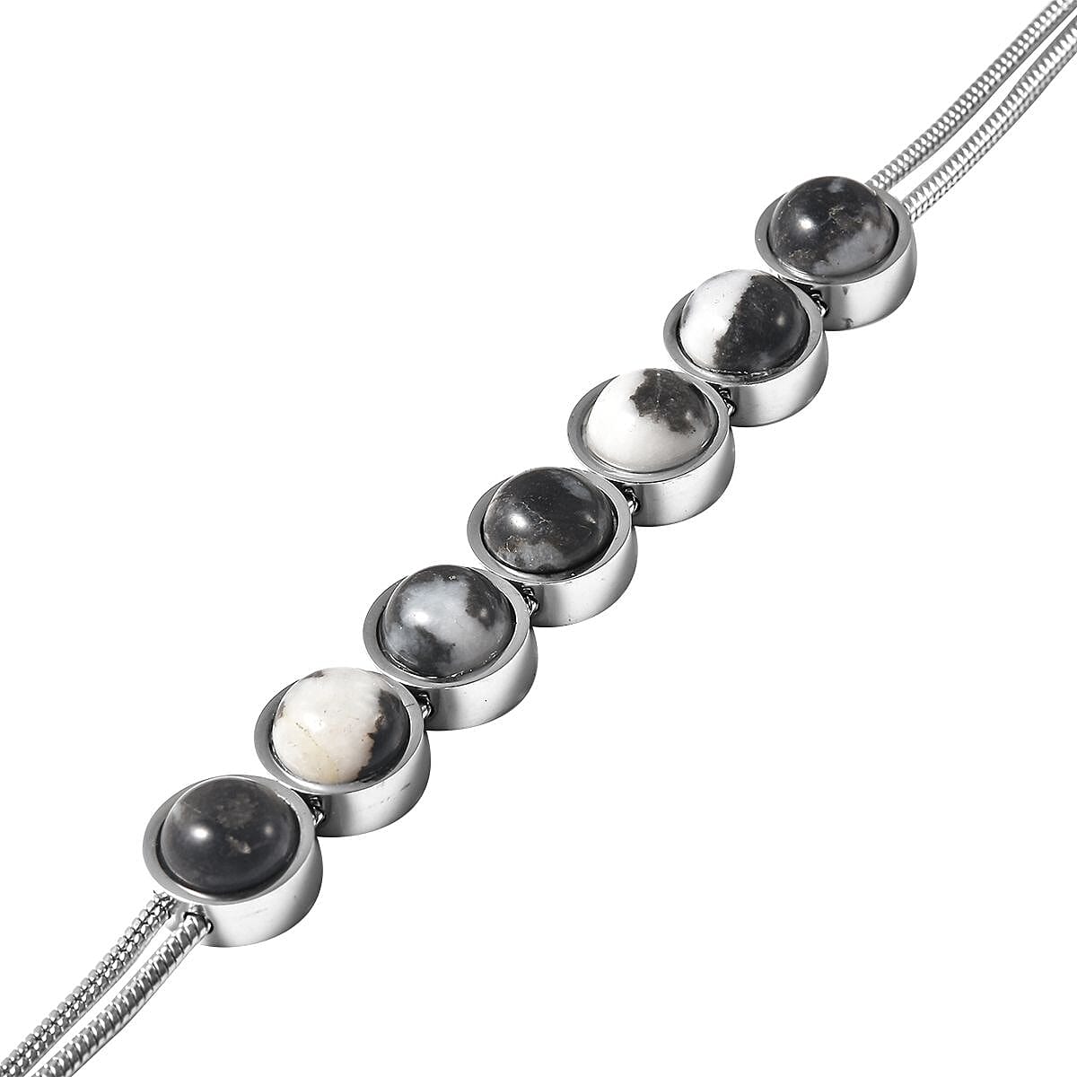 Dendritic Agate Bracelet (Size - 7.5 With 2 Inch Extenders) in Stainless Steel 13.37 Ct