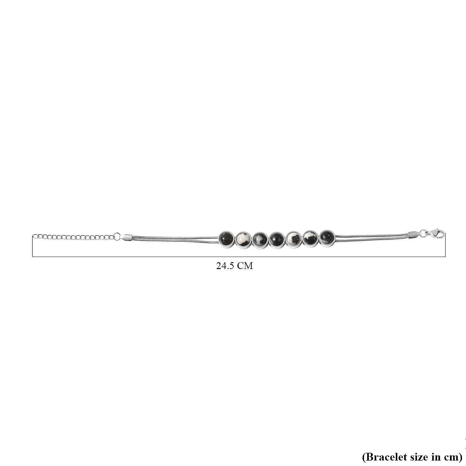 Dendritic Agate Bracelet (Size - 7.5 With 2 Inch Extenders) in Stainless Steel 13.37 Ct