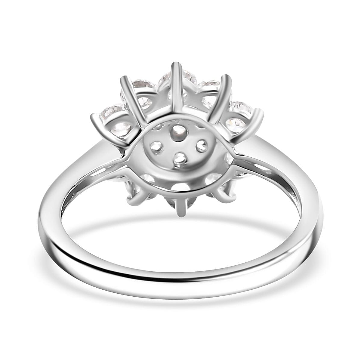 Lustro Stella Finest CZ Floral Ring in Platinum Overlay Sterling Silver 1.86 Ct.