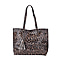 Leopard Pattern Tote Bag with Tasslels and Magnetic Button - Brown