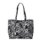Leopard Pattern Tote Bag with Tasslels and Magnetic Button - Grey