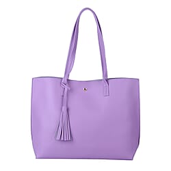 Classic Tote Bag with Tassels and Magnetic Button - Blue