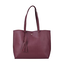 Classic Tote Bag with Tassels and Magnetic Button - Blue