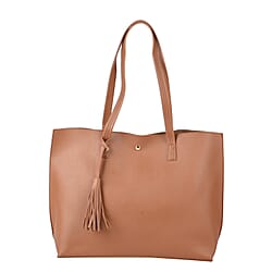 Classic Tote Bag with Tassels and Magnetic Button - Blue
