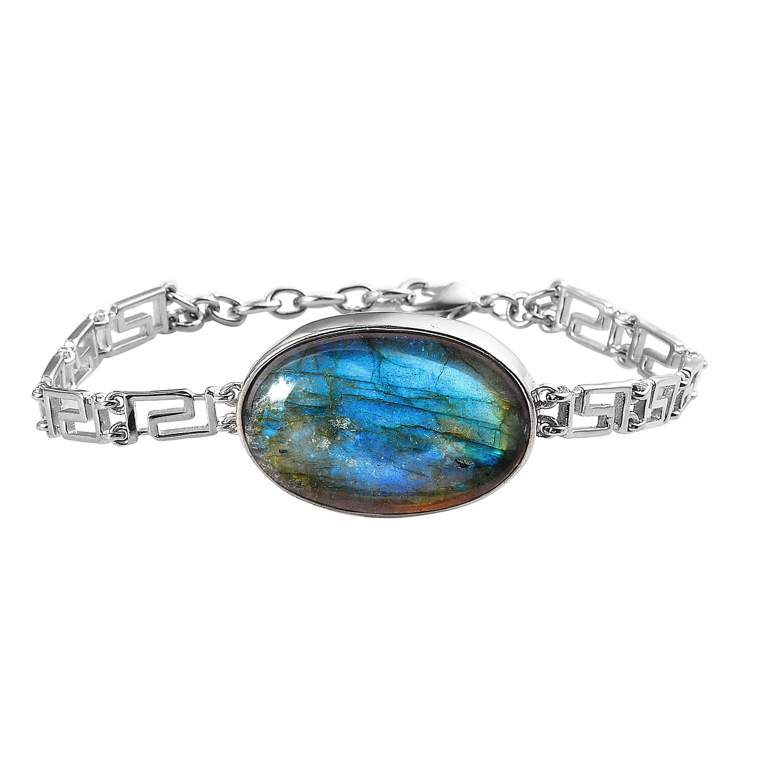 Labradorite Bracelet (Size - 7 with 1 inch Extender) in Silver Tone