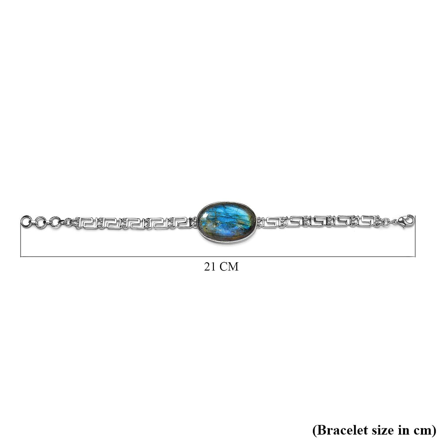 Labradorite Bracelet (Size - 7 with 1 inch Extender) in Silver Tone