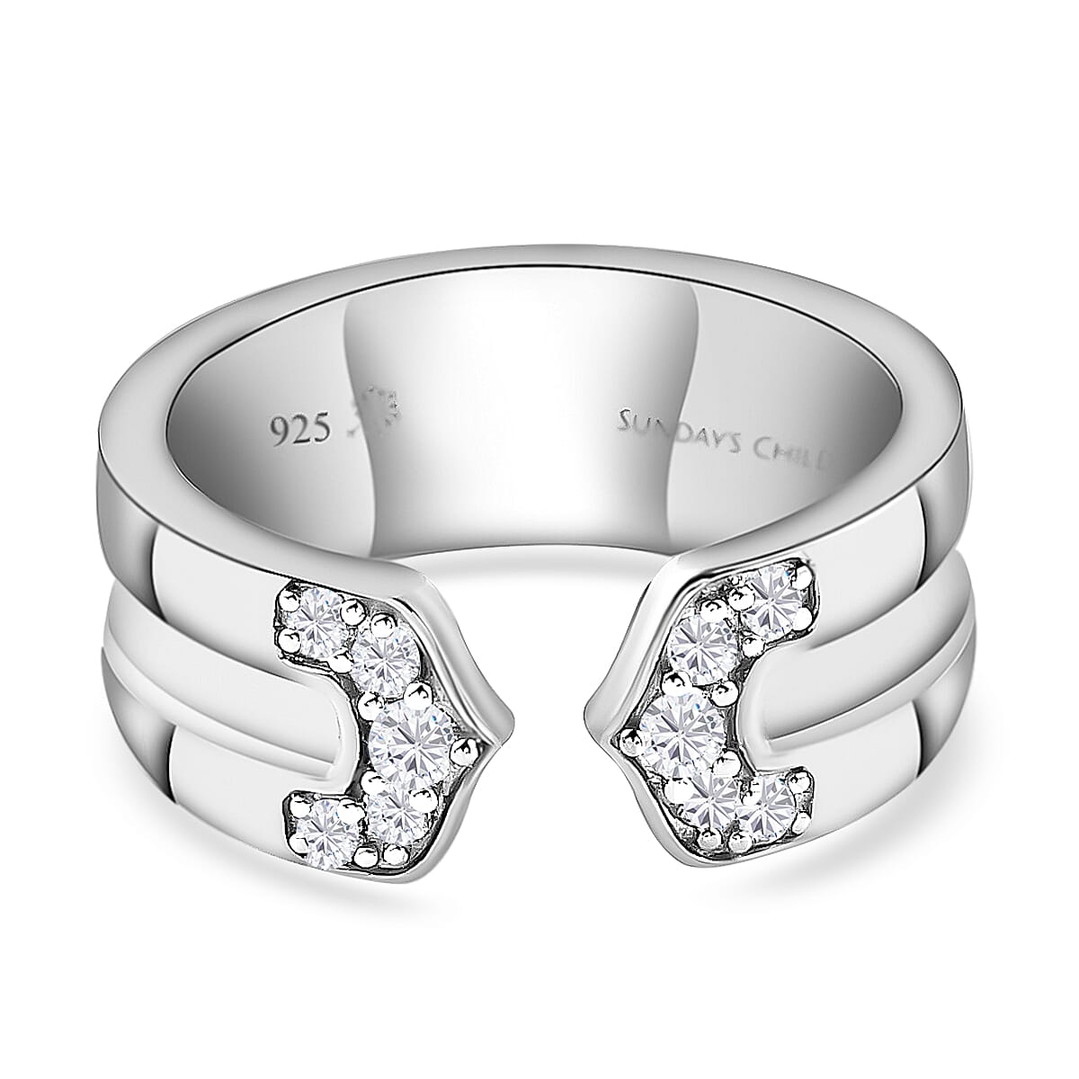 Sundays Child Natural Cambodian Zircon Ring in Platinum Plated Sterling Silver