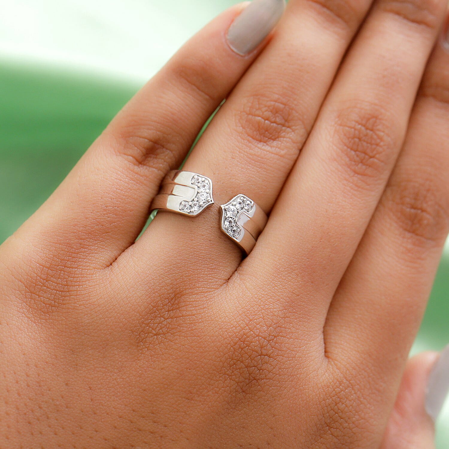 Sundays Child Natural Cambodian Zircon Ring in Platinum Plated Sterling Silver