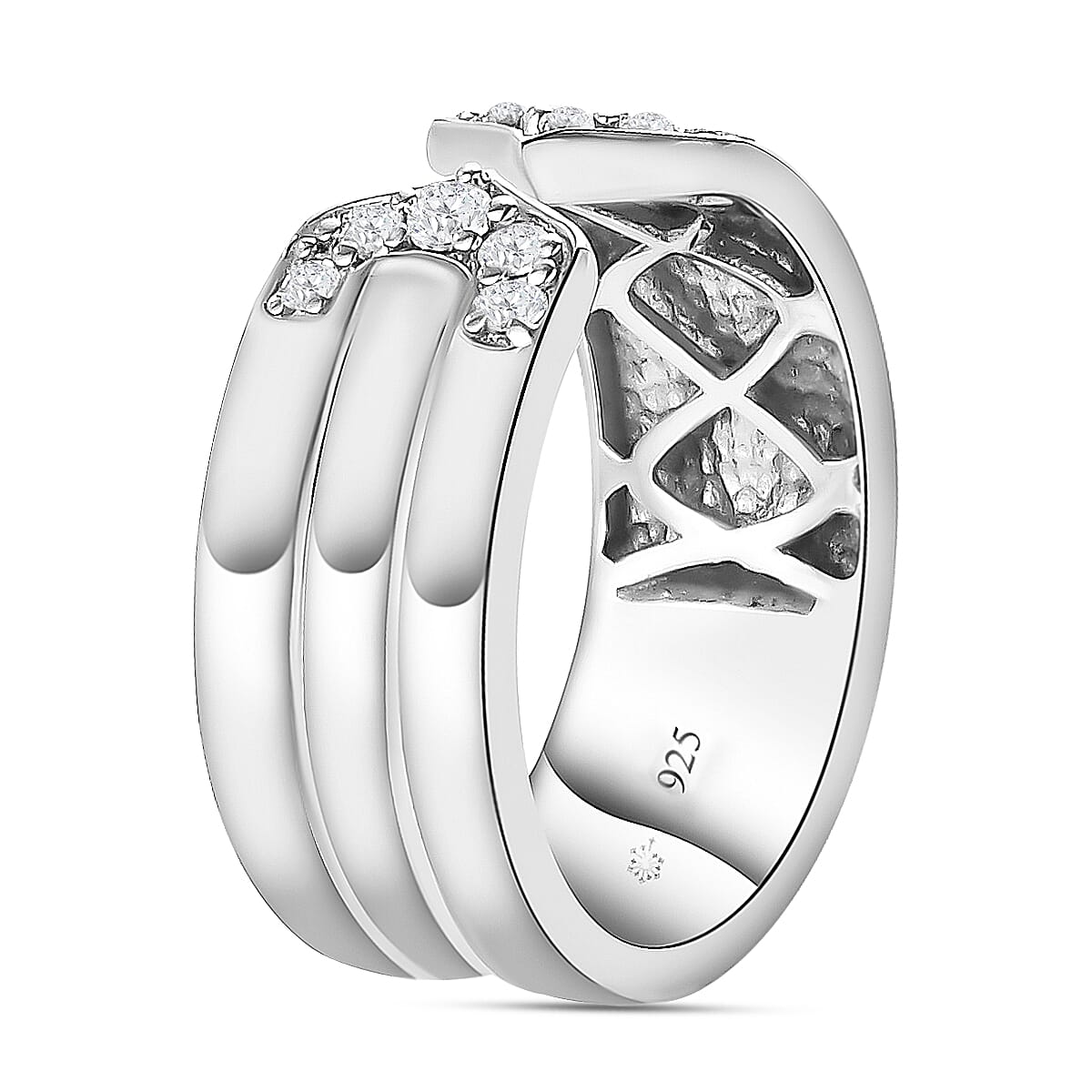 Sundays Child Natural Cambodian Zircon Ring in Platinum Plated Sterling Silver