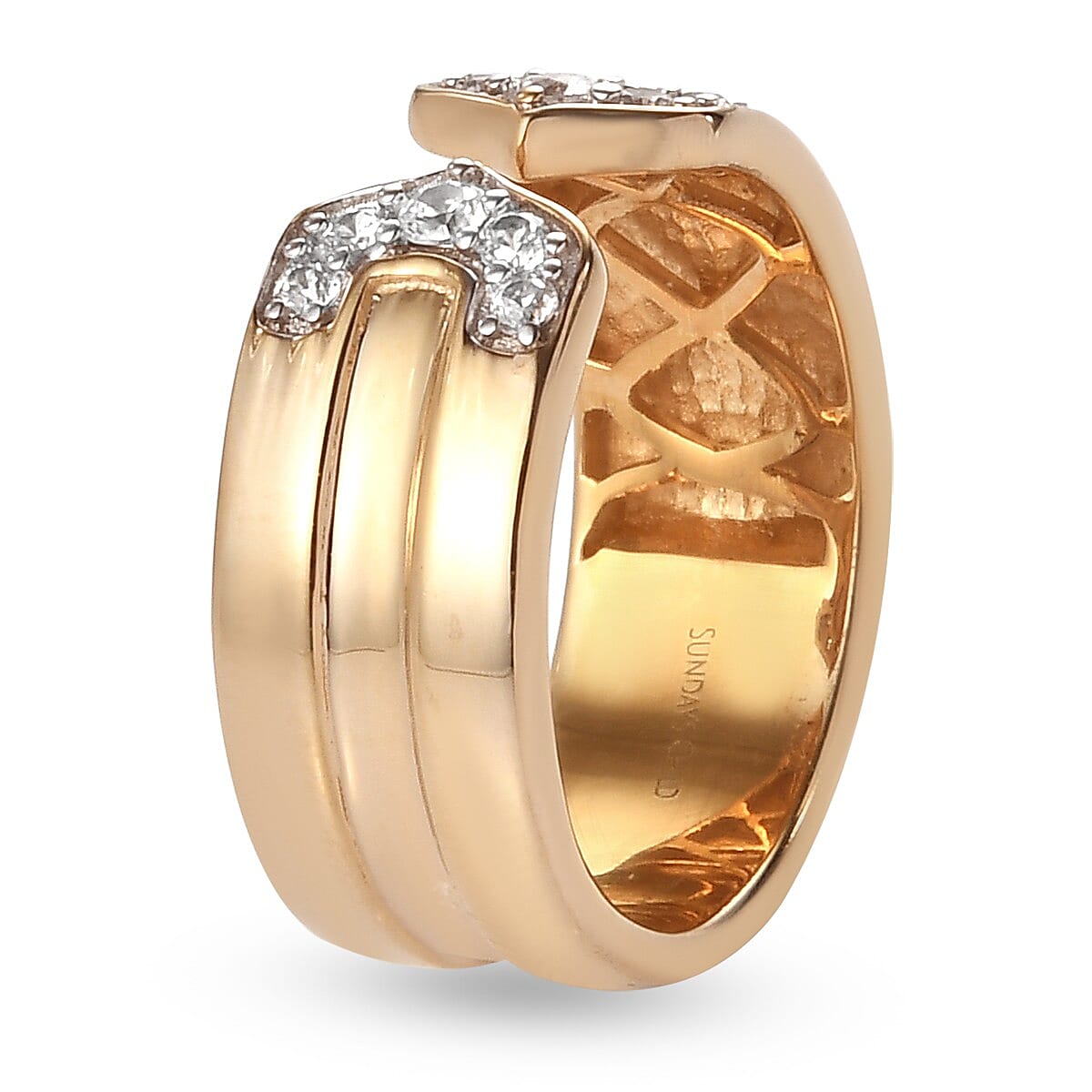 Sundays Child Natural Cambodian Zircon Ring in Yellow Gold Overlay Sterling Silver