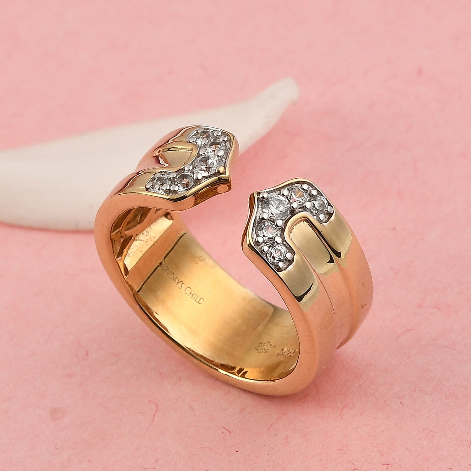 Sundays Child Natural Cambodian Zircon Ring in Yellow Gold Overlay Sterling Silver