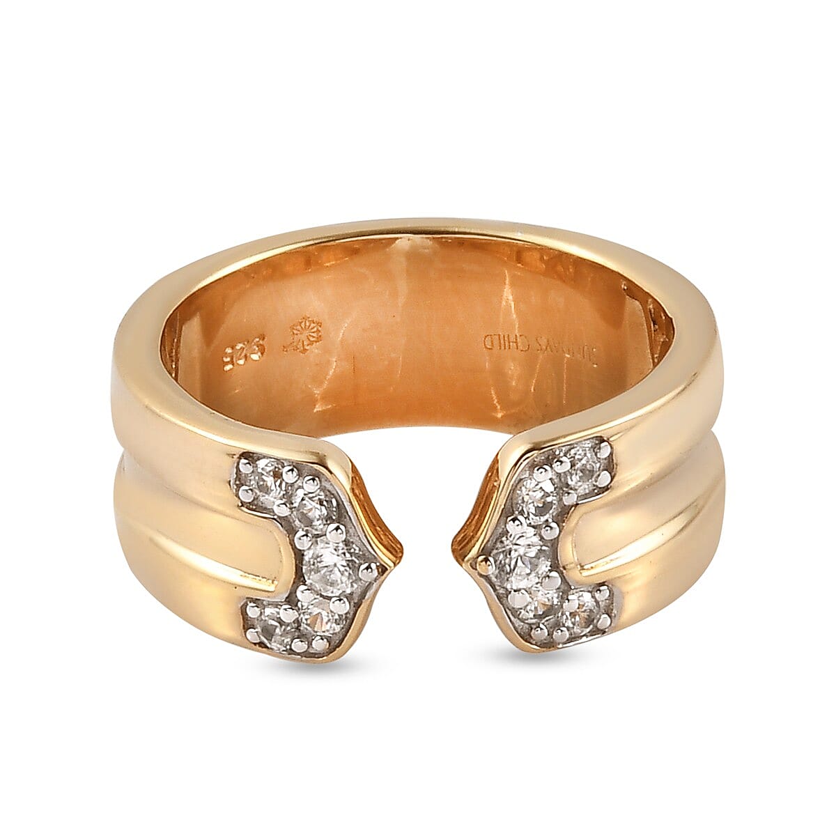 Sundays Child Natural Cambodian Zircon Ring in Yellow Gold Overlay Sterling Silver