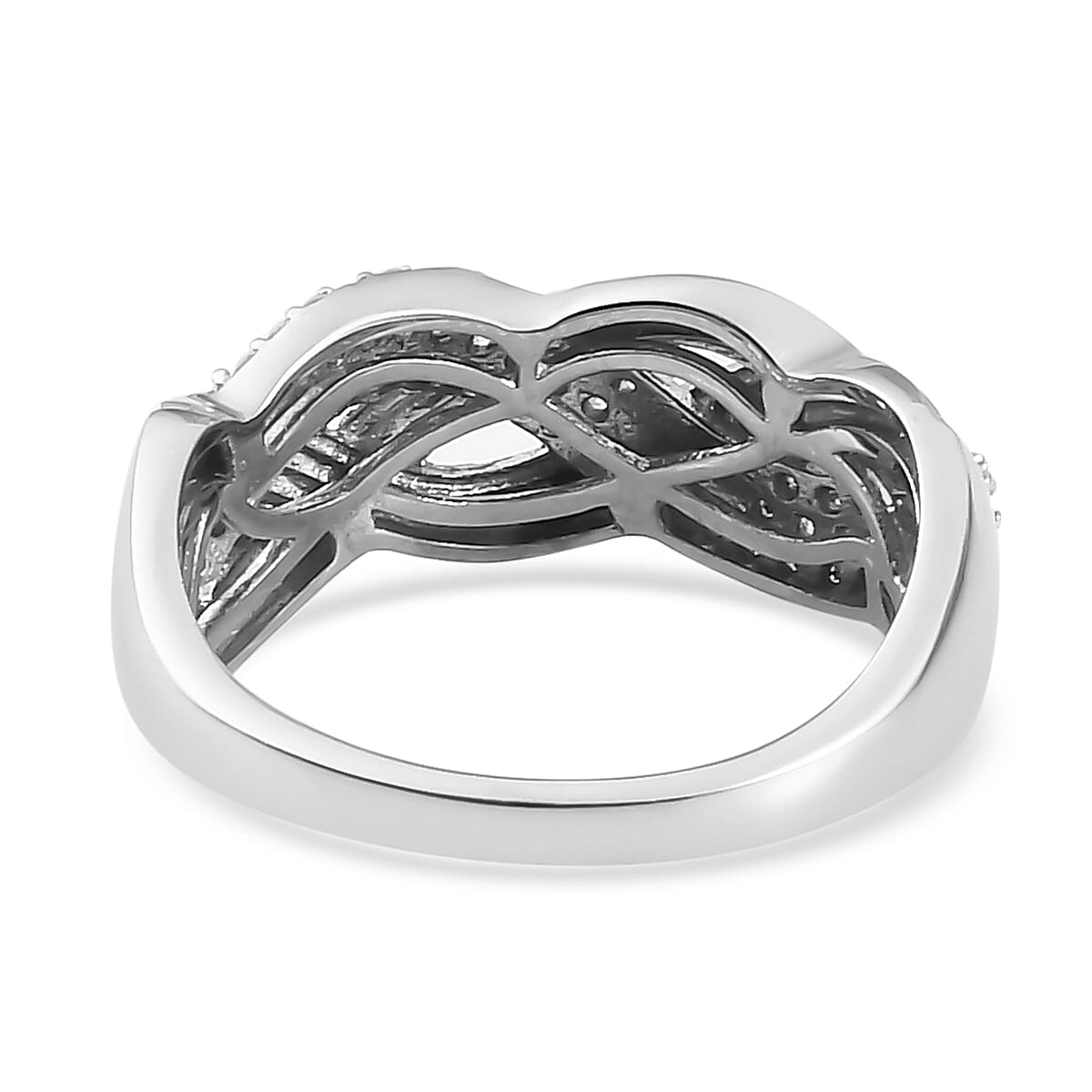 Lustro Stella Platinum Overlay Sterling Silver Ring Made with Finest CZ