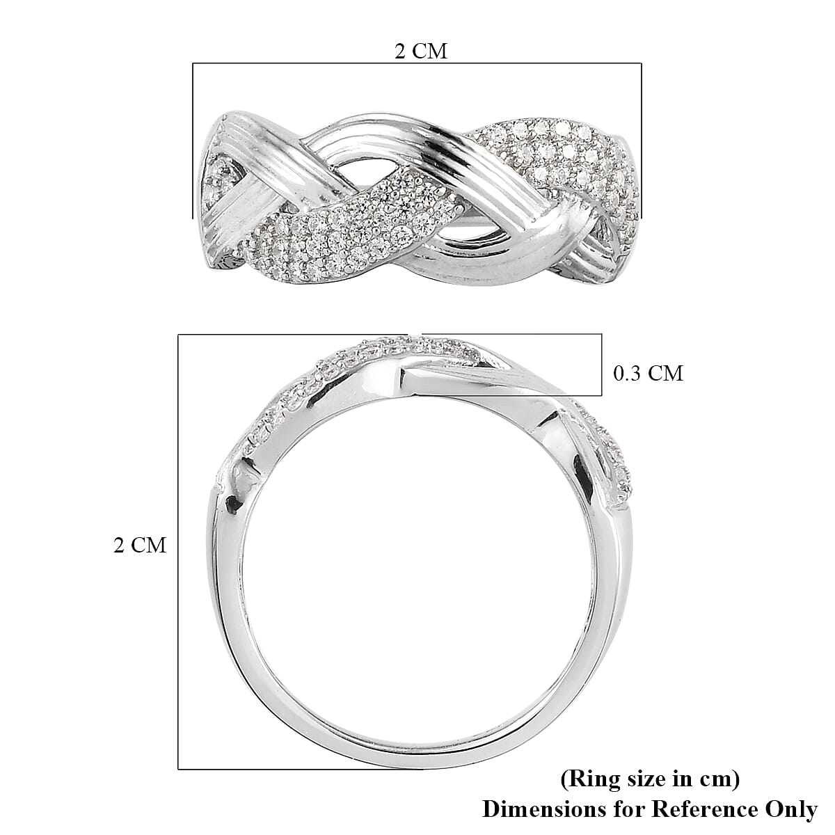 Lustro Stella Platinum Overlay Sterling Silver Ring Made with Finest CZ