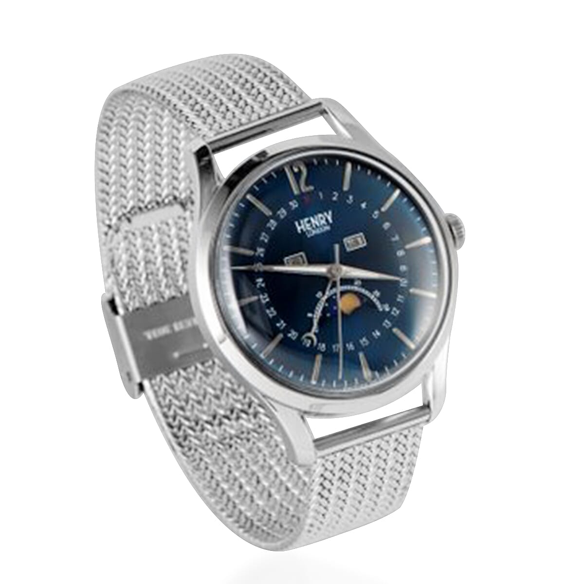 HENRY LONDON Knightsbridge Mens Water Resistant Watch with Slider Clasp - Silver