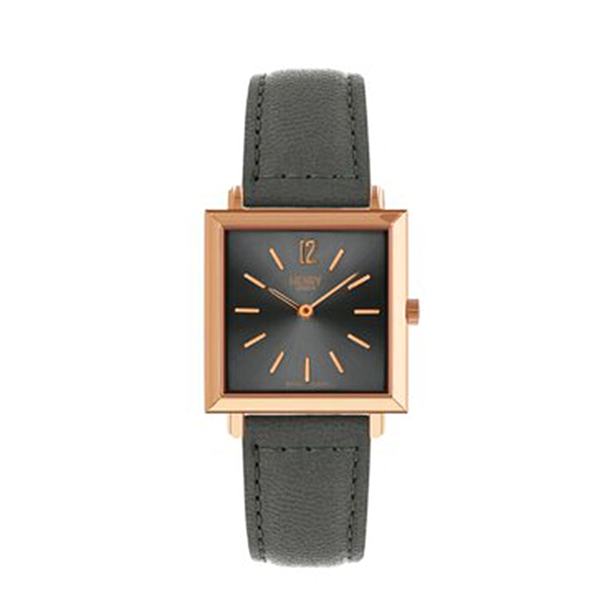 Henry London Heritage Square Ladies Grey Lamb Leather Strap Watch Grey 6849596 TJC