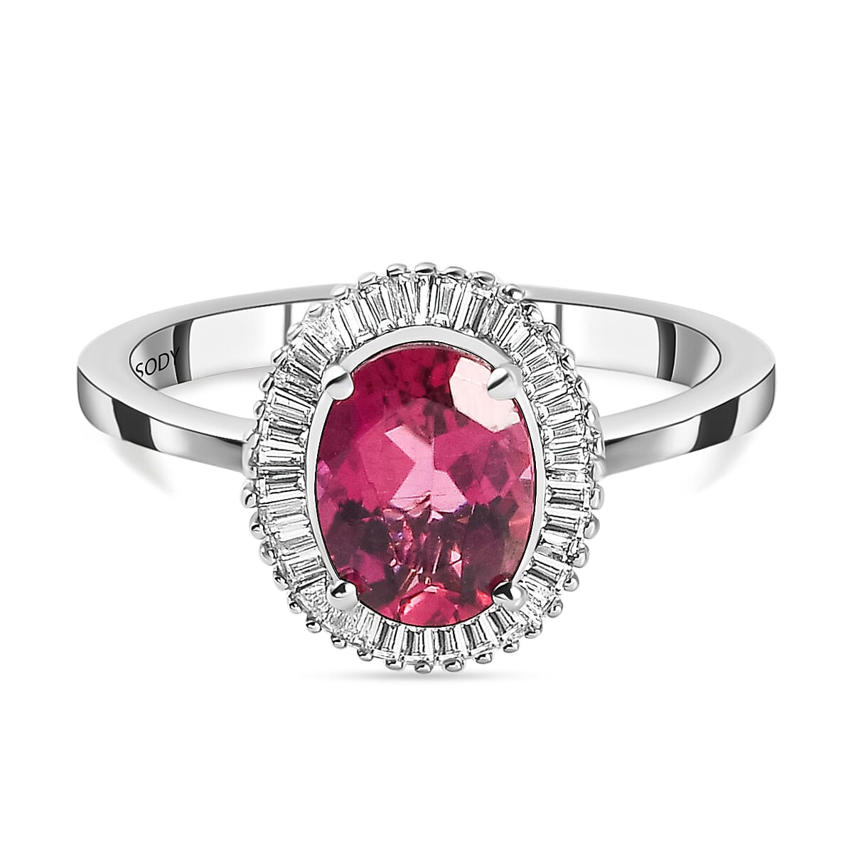 WEB EXCLUSIVE RHAPSODY 950 Platinum AAAA Rubellite and Diamond (VS-E-F) Ring 1.97 Ct.