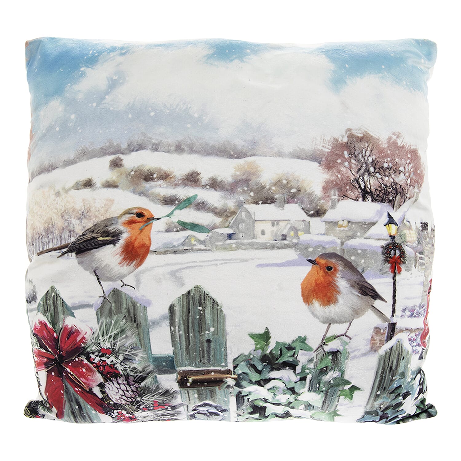 Lesser & Pavey Christmas Robin LED Cushion (Size:40x40x12Cm) - Multi