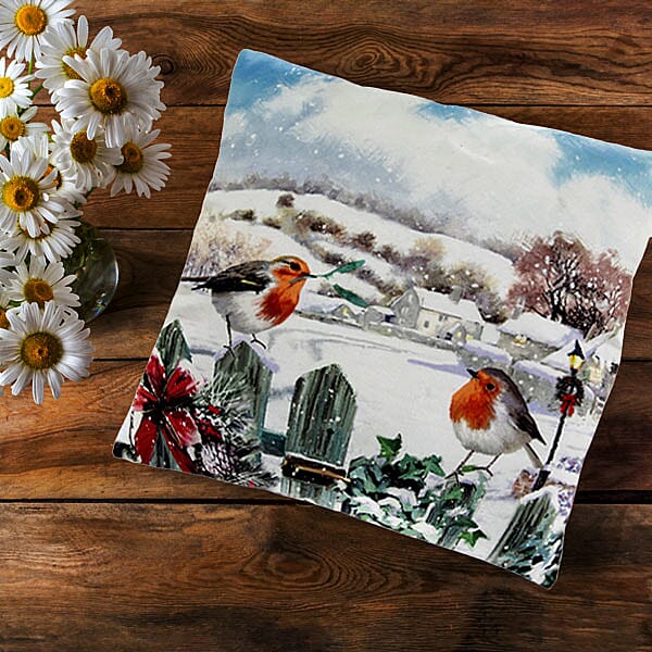 Lesser & Pavey Christmas Robin LED Cushion (Size:40x40x12Cm) - Multi