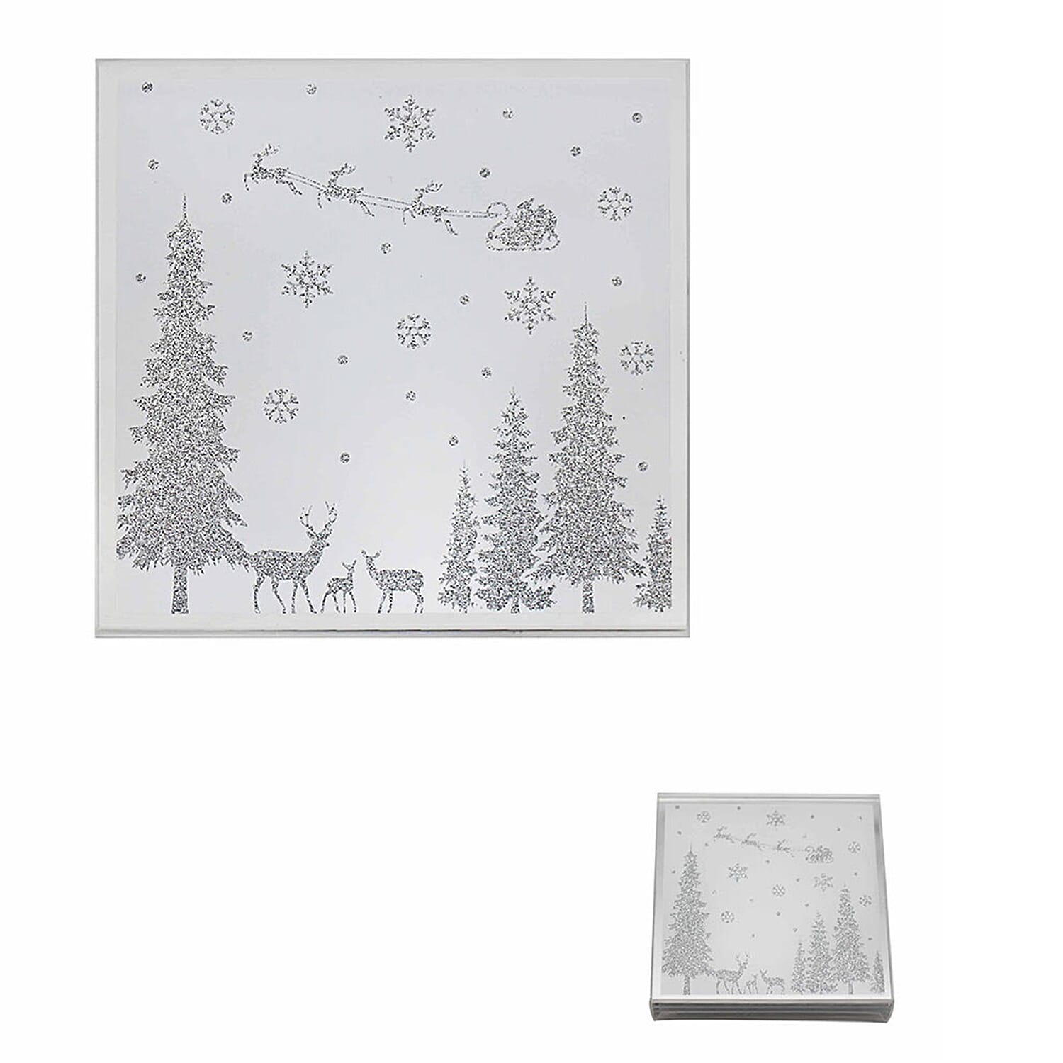 Set of 4 - Lesser & Pavey Christmas Theme Glitter Coasters (Size 10 Cm)