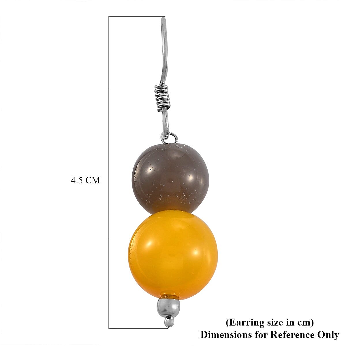 Yellow Agate ,  Onyx  Earring in Platinum Overlay Sterling Silver 40.00 Ct.