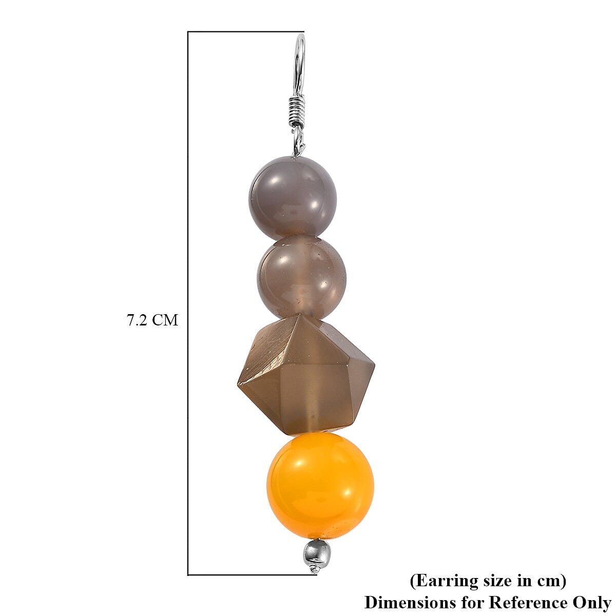Yellow Agate and Onyx Earrings in Platinum Overlay Sterling Silver 86.00 Ct