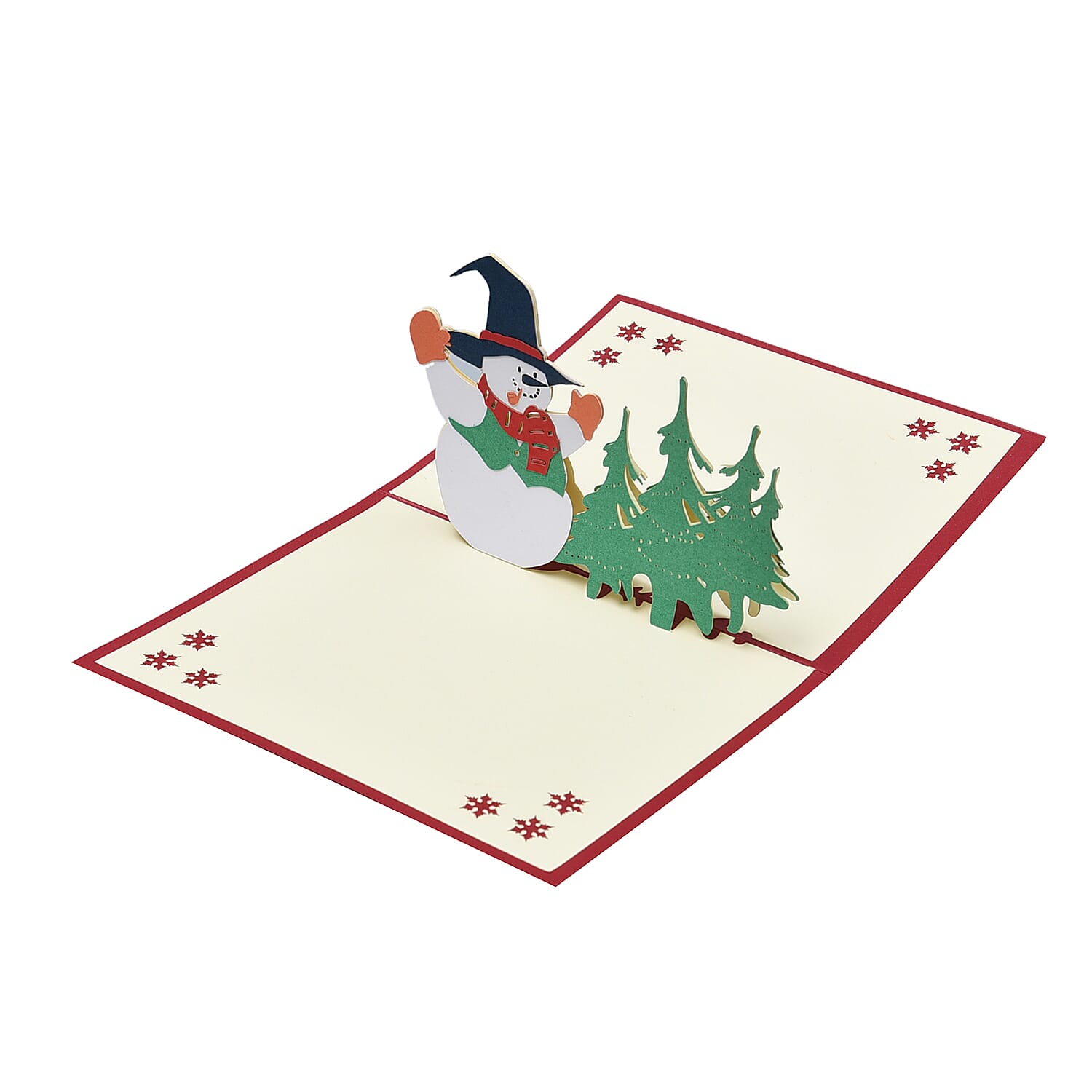 Set of 5 - Christmas 3D Greeting Cards with Envelopes (Size 15 Cm) - Red and White