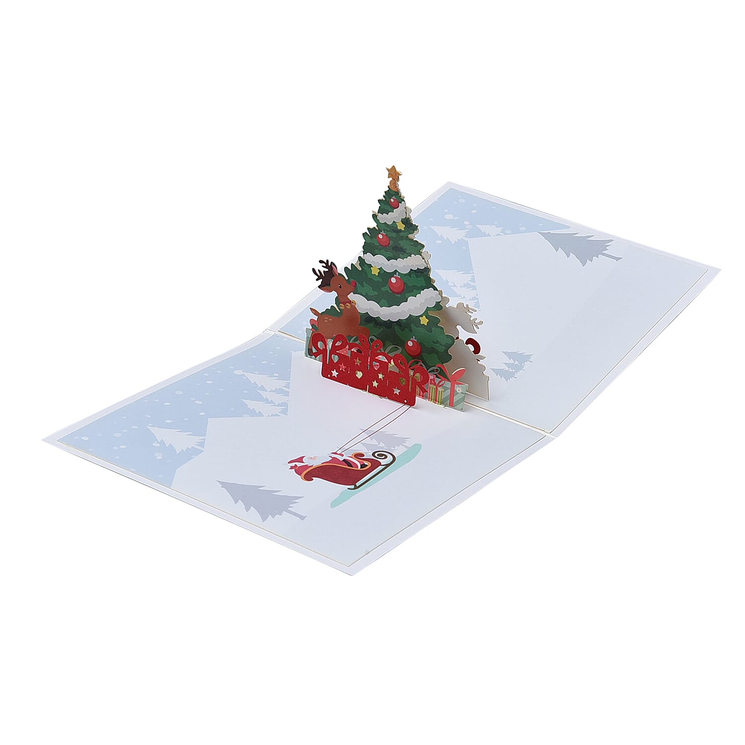 Set of 5 - Christmas 3D Greeting Cards with Envelopes (Size 15 Cm) - Red and White