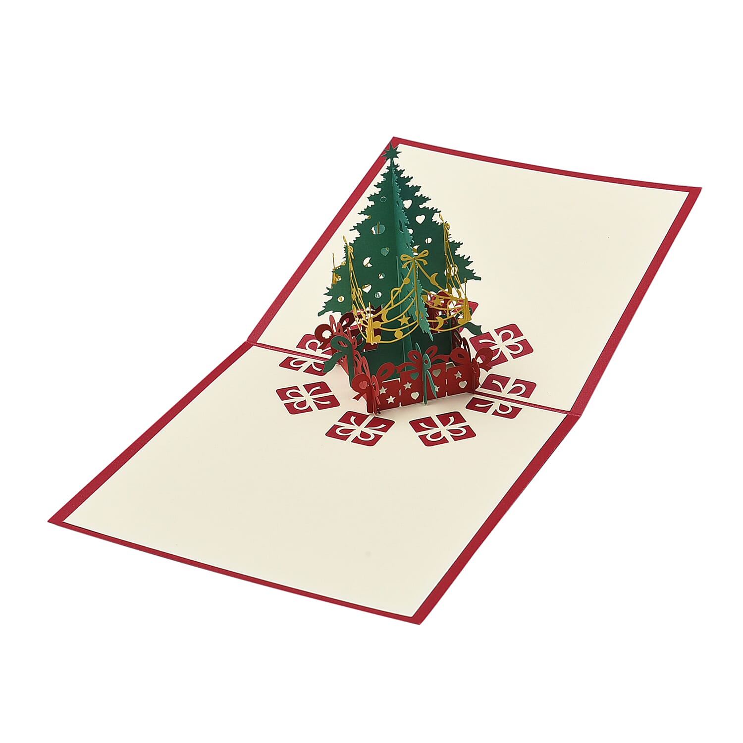Set of 5 - Christmas 3D Greeting Cards with Envelopes (Size 15 Cm) - Red and White