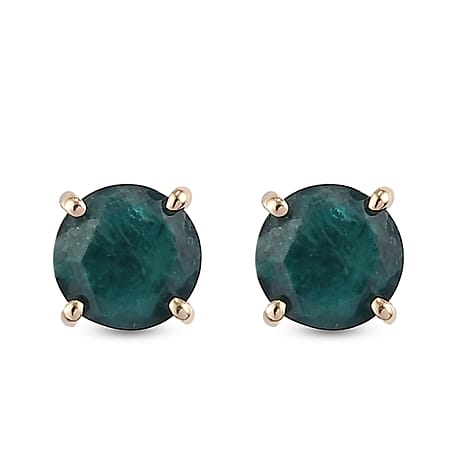 9K Yellow Gold Teal Grandidierite Stud Earrings (with Push Back)