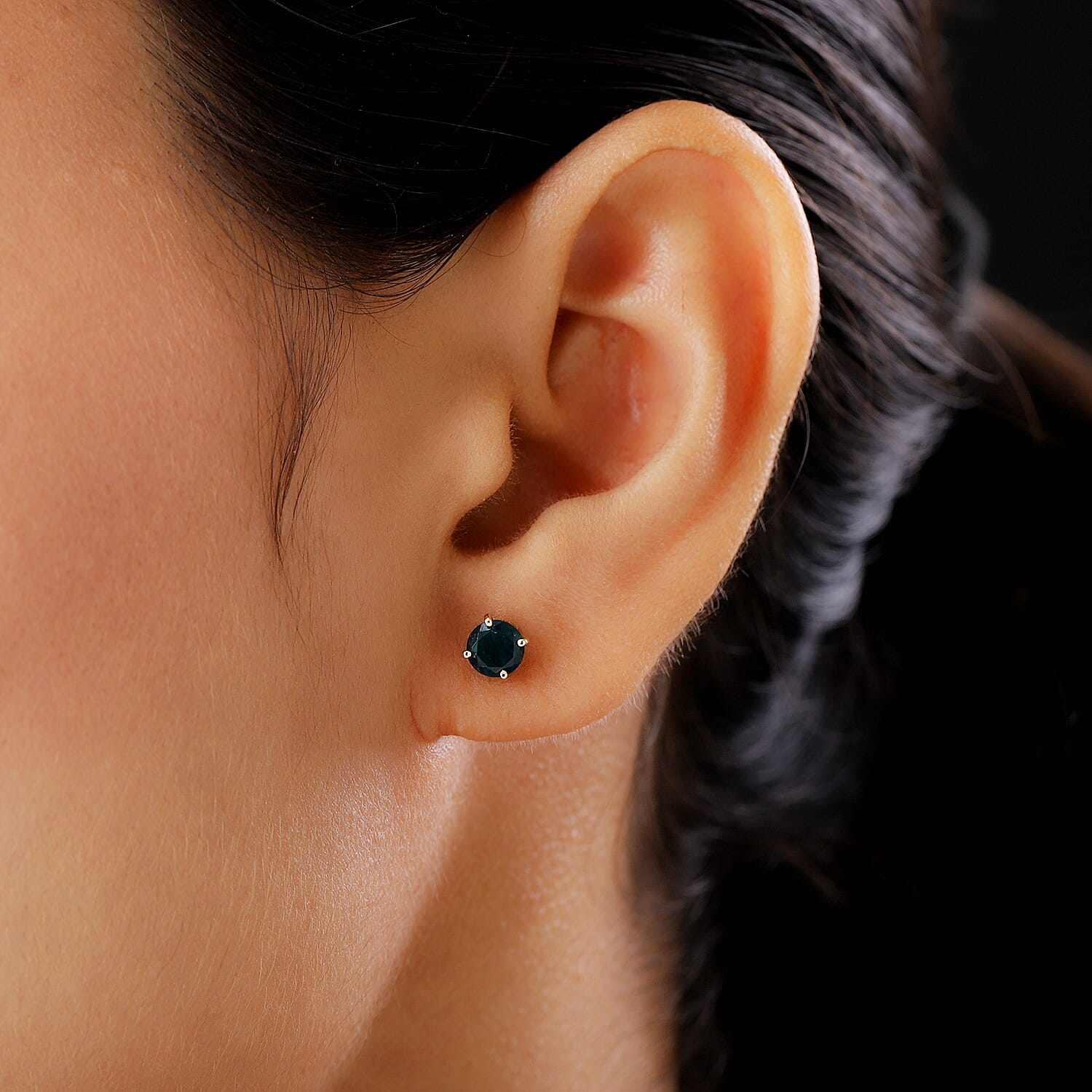 9K Yellow Gold Teal Grandidierite Stud Earrings (with Push Back)