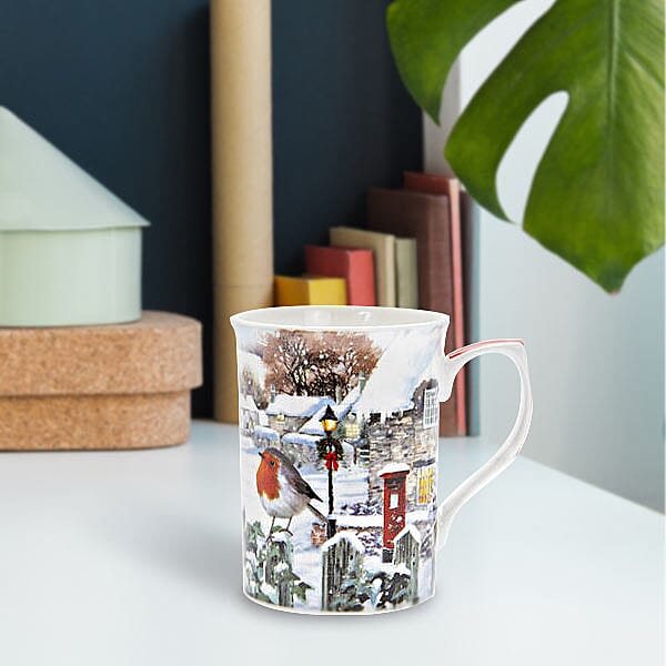 2 Piece Set- Lesser & Pavey Magic of Christmas Mugs (Size 10x8 Cm) in Gift Box - Robin Design