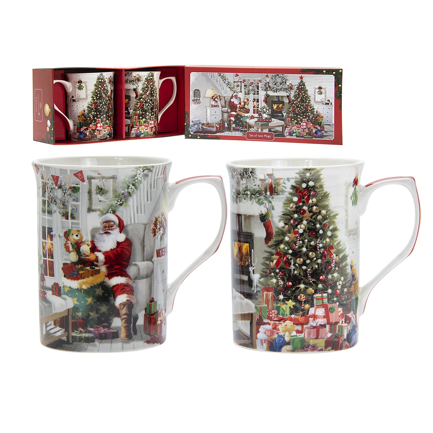 Lesser and Pavey Set of 2 - Christmas Santa Mugs (Size:12x8x11Cm)