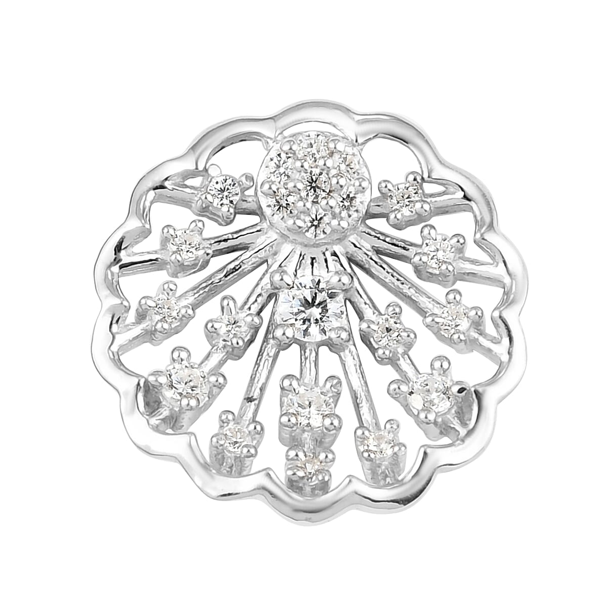 NY Close Out- Simulated Diamond Floral Earrings (with Push Back) in Platinum Overlay Sterling Silver