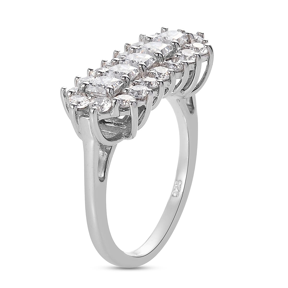 Lustro Stella Finest CZ Ring in Platinum Overlay Sterling Silver 3.00 Ct