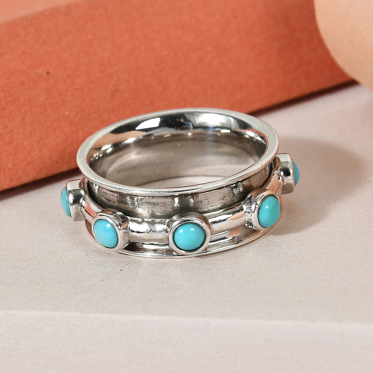Arizona Sleeping Beauty Turquoise Ring in Sterling Silver 1.02 Ct, Silver Wt. 6.65 Gms