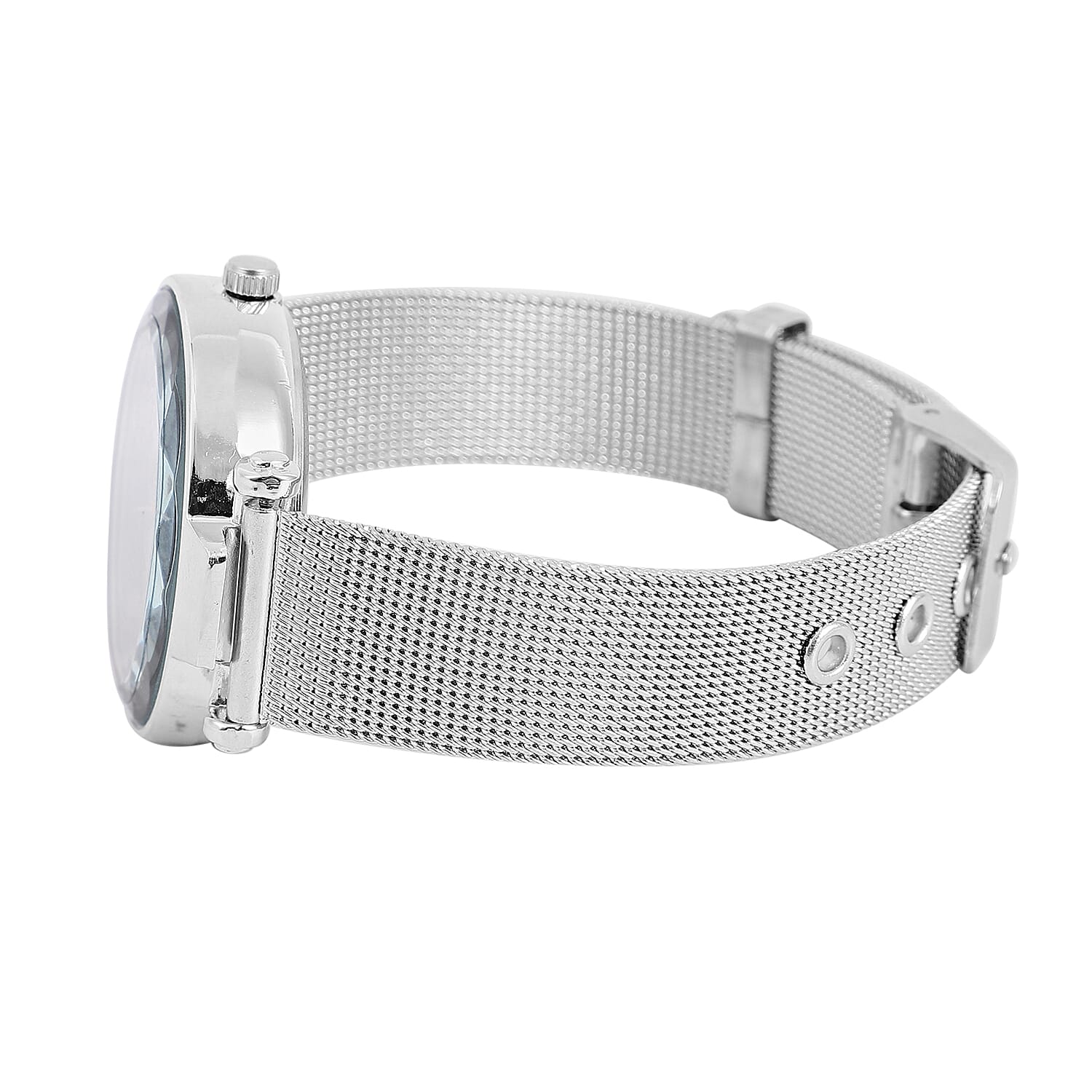 STRADA Japanese Movement Silver & Pink Dial Water Resistant Watch in Silver Colour Mesh Belt